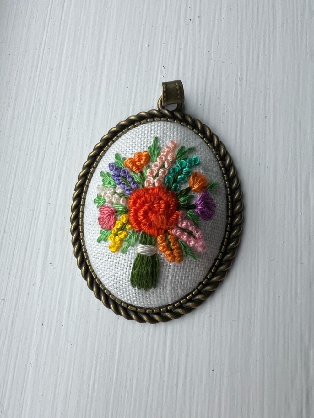Handmade needlework embroidered necklace.Perfect gift for mothers day